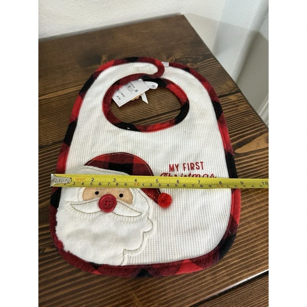 Mud Pie Baby's 1st Christmas Santa Embroidered Bib NWT